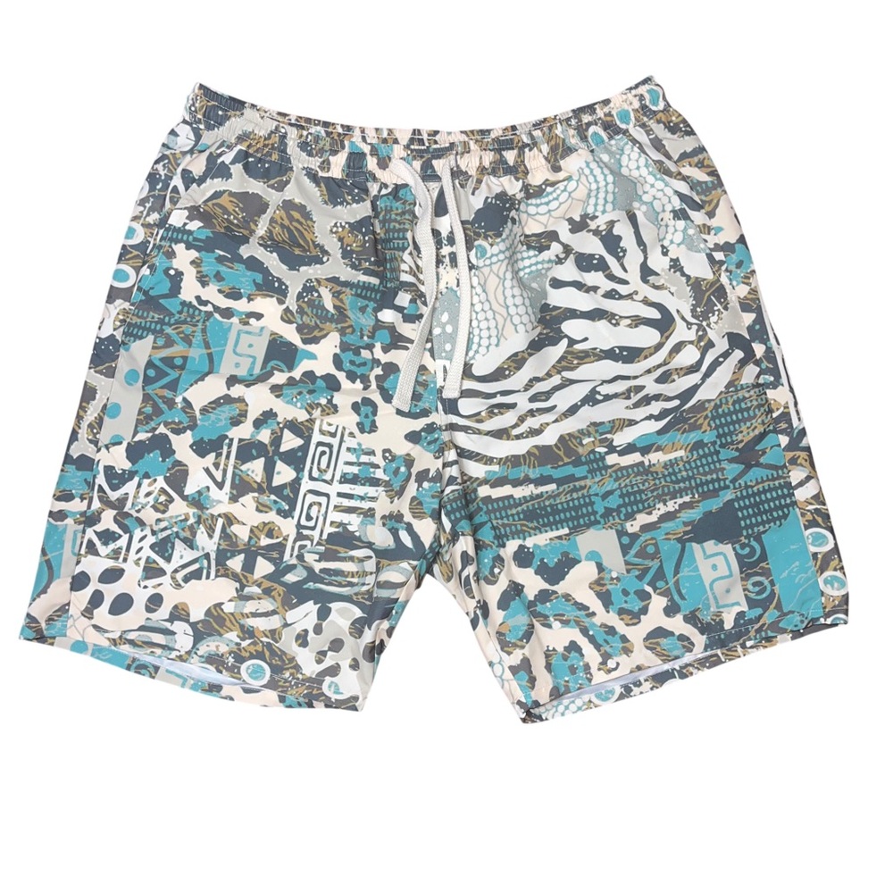 BLDG4 Instinct Swim Trunks Shorts NWT Blue White 36 Large Unlined Pockets
